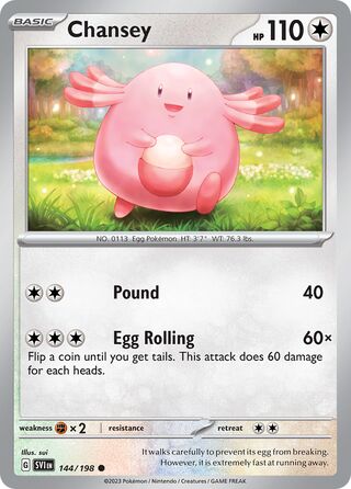 Chansey - Scarlet & Violet - 144/198 - Non Holo - Near Mint - Common - #113