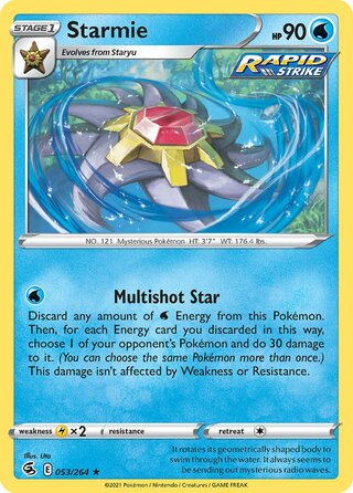 Starmie - Fusion Strike - 053/264 - Reverse Holo - Near Mint - Rare Holo - #121