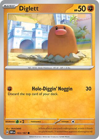 Diglett - Obsidian Flames - 103/197 - Non Holo - Near Mint - Common - #050