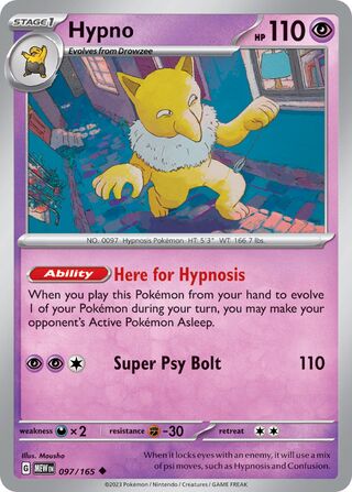 Hypno - 151 - 097/165 - Non Holo - Near Mint - Uncommon - #097