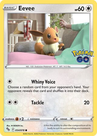 Eevee - Pokémon GO - 054/078 - Non Holo - Near Mint - Common - #133