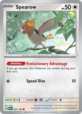 Spearow - 151 - 021/165 - Non Holo - Near Mint - Common - #021