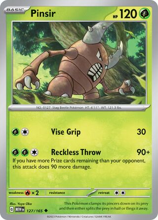 Pinsir - 151 - 127/165 - Non Holo - Near Mint - Uncommon - #127