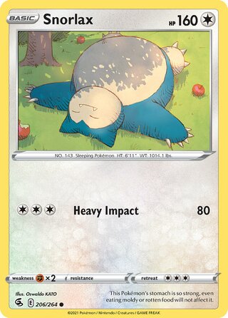 Snorlax - Fusion Strike - 206/264 - Non Holo - Near Mint - Common - #143