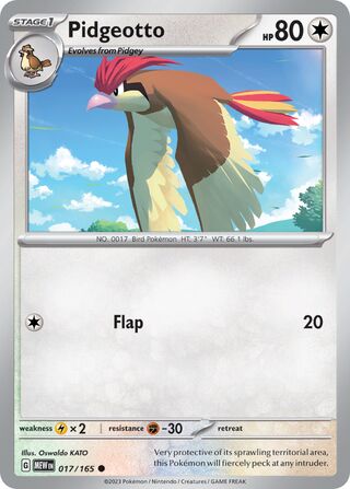 Pidgeotto - 151 - 017/165 - Non Holo - Near Mint - Common - #017