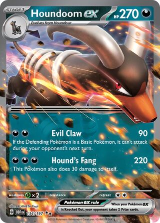 Houndoom EX - Obsidian Flames - 134/197 - Holo - Near Mint - Double Rare - #229