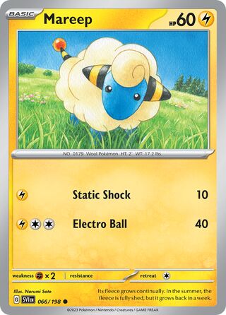 Mareep - Scarlet & Violet - 066/198 - Reverse Holo - Near Mint - Common - #179