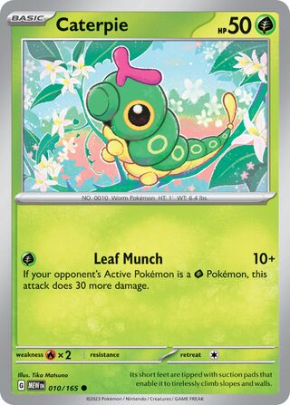 Caterpie - 151 - 010/165 - Non Holo - Near Mint - Common - #010