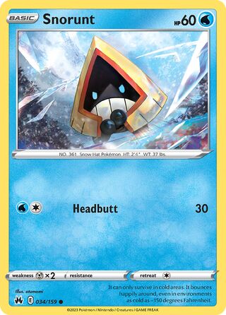 Snorunt - Crown Zenith - 034/159 - Non Holo - Near Mint - Common - #361