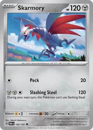 Skarmory - Obsidian Flames - 142/197 - Non Holo - Near Mint - Uncommon - #227