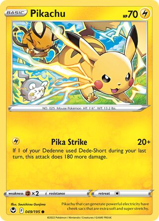 Pikachu - Silver Tempest - 049/195 - Non Holo - Near Mint - Common - #025