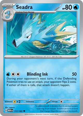 Seadra - 151 - 117/165 - Non Holo - Near Mint - Uncommon - #117