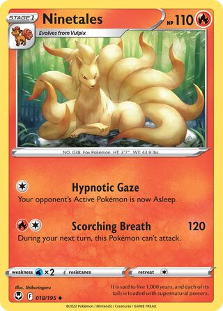 Ninetales - Silver Tempest - 018/195 - Reverse Holo - Near Mint - Uncommon - #038