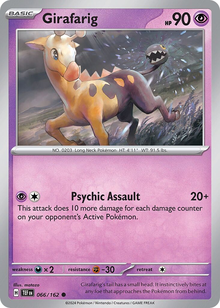 Girafarig - Temporal Forces - 066/162 - Non Holo - Near Mint - Common - #203