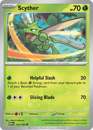 Scyther - 151 - 123/165 - Non Holo - Near Mint - Uncommon - #123