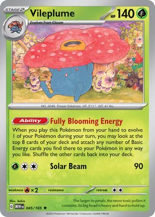 Vileplume - 151 - 045/165 - Reverse Holo - Near Mint - Rare - #045