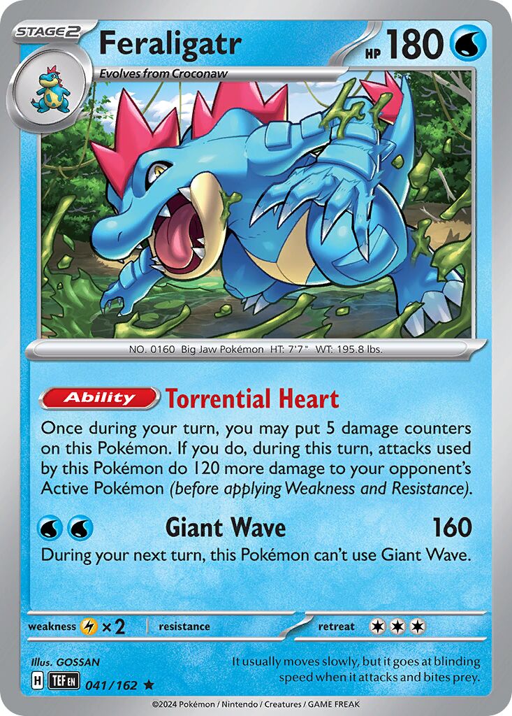 Feraligatr - Temporal Forces - 041/162 - Holo - Near Mint - Rare - #160