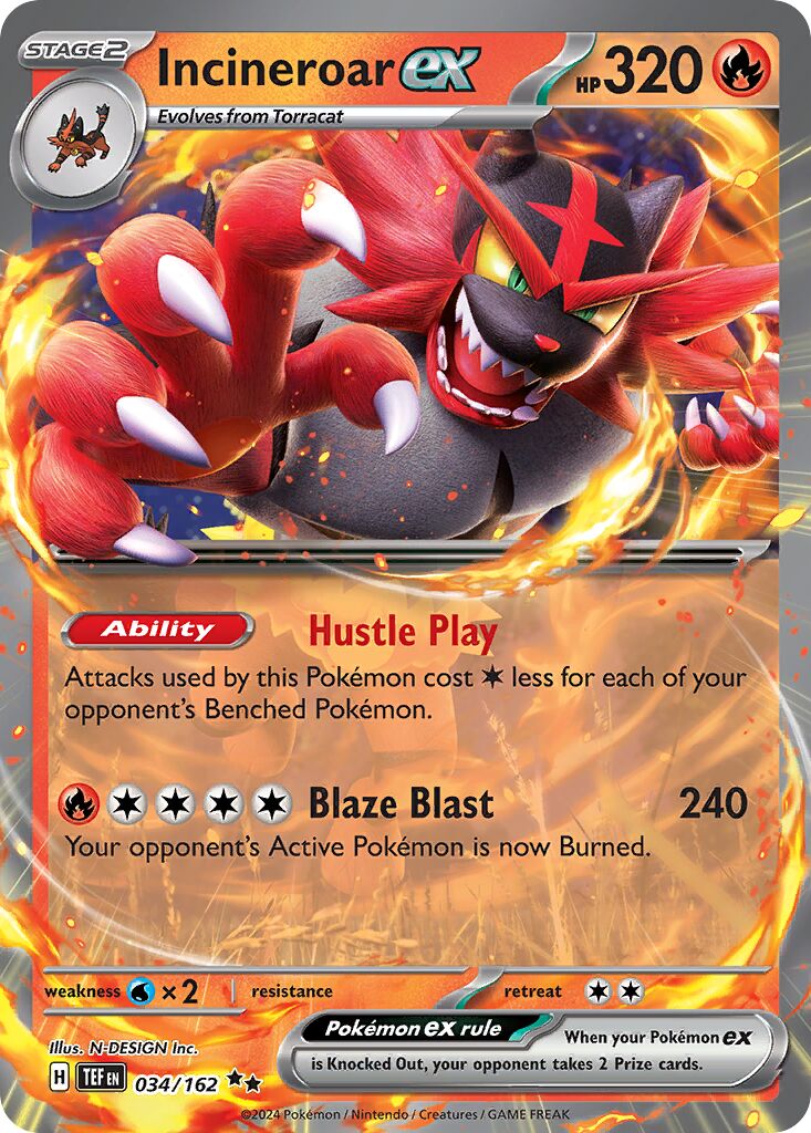 Incineroar EX - Temporal Forces - 034/162 - Full Art - Near Mint - Double Rare - #727