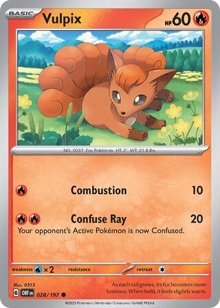 Vulpix - Obsidian Flames - 028/197 - Non Holo - Near Mint - Common - #037