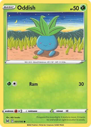 Oddish - Lost Origin - 001/196 - Non Holo - Near Mint - Common - #043