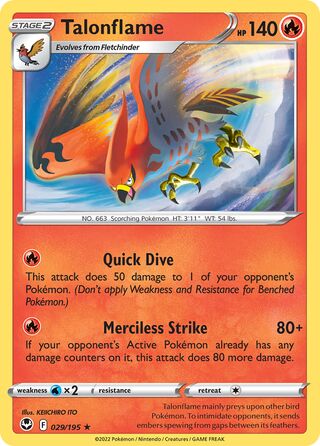 Talonflame - Silver Tempest - 029/195 - Non Holo - Near Mint - Rare - #663