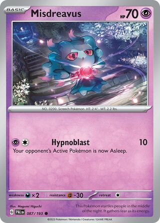 Misdreavus - Paldea Evolved - 087/193 - Non Holo - Near Mint - Common - #200