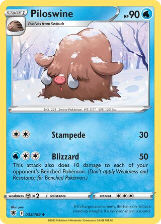 Piloswine - Astral Radiance - 032/189 - Non Holo - Near Mint - Uncommon - #221