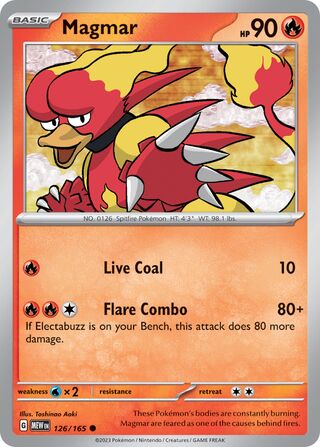 Magmar - 151 - 126/165 - Non Holo - Near Mint - Common - #126