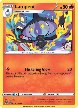 Lampent - Lost Origin - 025/196 - Non Holo - Near Mint - Uncommon - #608