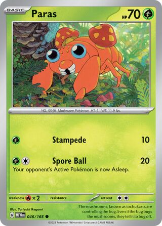 Paras - 151 - 046/165 - Non Holo - Near Mint - Common - #046