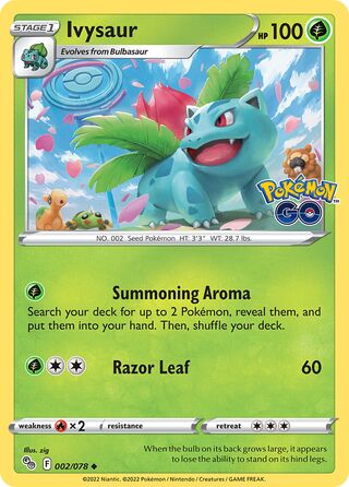 Ivysaur - Pokémon GO - 002/078 - Non Holo - Near Mint - Uncommon - #002