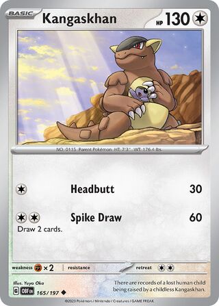 Kangaskhan - Obsidian Flames - 165/197 - Non Holo - Near Mint - Uncommon - #115