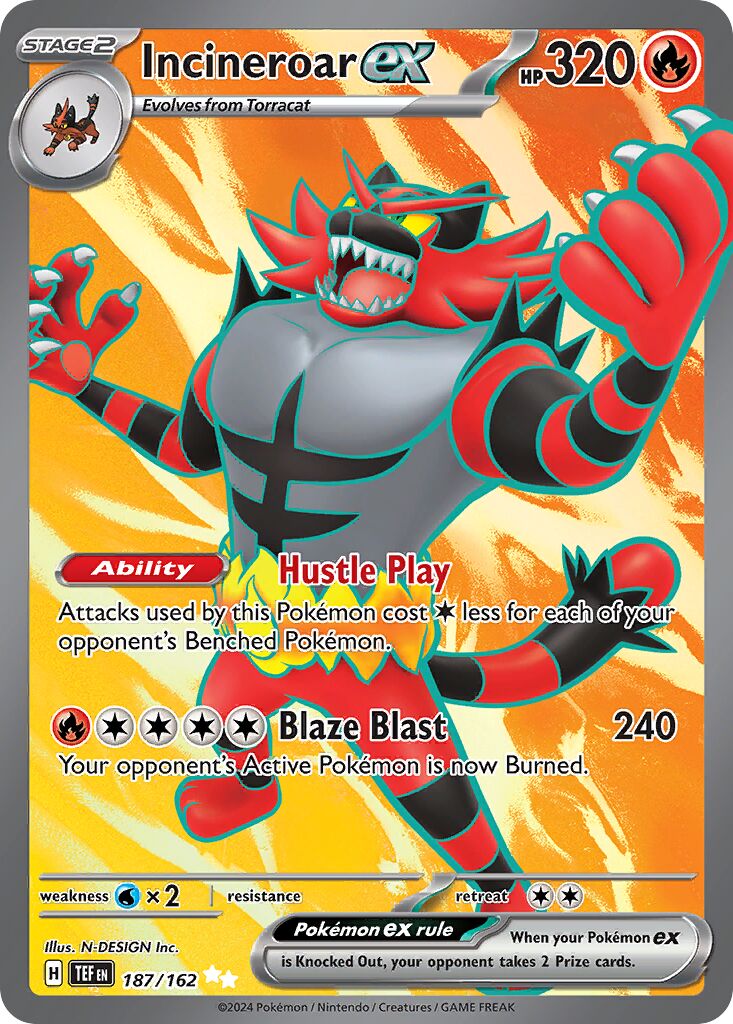 Incineroar EX - Temporal Forces - 187/162 - Full Art - Near Mint - Ultra Rare - #727