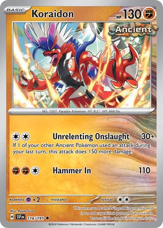 Koraidon - Surging Sparks - 116/191 - Non Holo - Near Mint - Uncommon - #1007