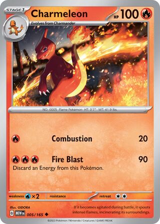 Charmeleon - 151 - 005/165 - Non Holo - Near Mint - Uncommon - #005