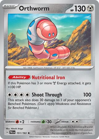 Orthworm - Paldea Evolved - 151/193 - Holo - Near Mint - Rare - #968