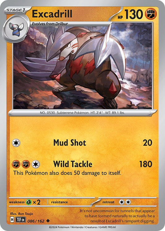 Excadrill - Temporal Forces - 086/162 - Non Holo - Near Mint - Uncommon - #530