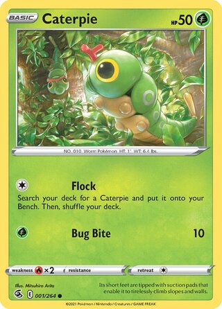 Caterpie - Fusion Strike - 001/264 - Reverse Holo - Near Mint - Common - #010