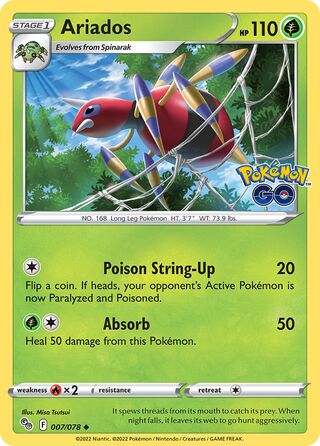 Ariados - Pokémon GO - 007/078 - Non Holo - Near Mint - Uncommon - #168