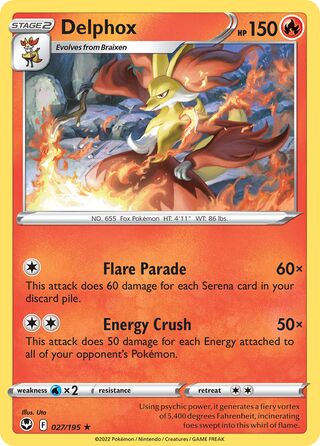 Delphox - Silver Tempest - 027/195 - Non Holo - Near Mint - Rare -  #655