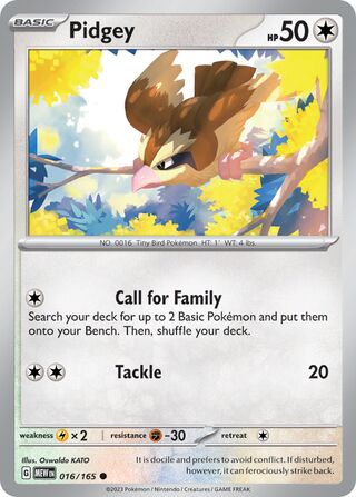 Pidgey - 151 - 016/165 - Non Holo - Near Mint - Common - #016