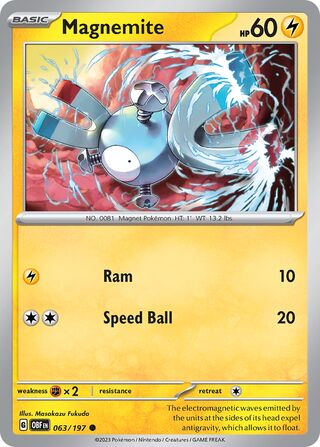 Magnemite - Obsidian Flames - 063/197 - Non Holo - Near Mint - Common - #081