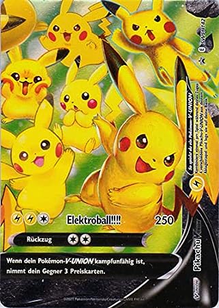 Pikachu V-Union - SWSH Black Star Promos - SWSH142 - Holo - Near Mint - Promo - #025 - GERMAN