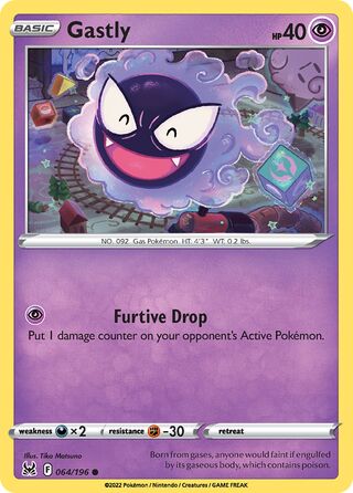 Gastly - Lost Origin - 064/196 - Non Holo - Near Mint - Common - #092