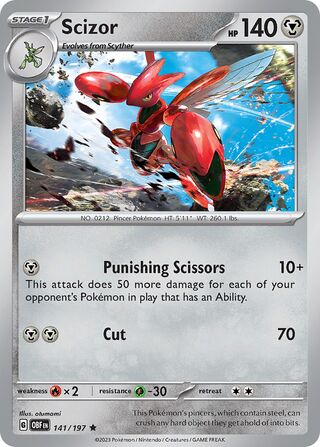 Scizor - Obsidian Flames - 141/197 - Holo - Near Mint - Rare - #212