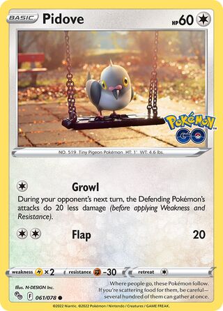 Pidove - Pokémon GO - 061/078 - Non Holo - Near Mint - Common - #519