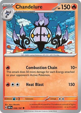 Chandelure - Obsidian Flames - 038/197 - Non Holo - Near Mint - Uncommon - #609