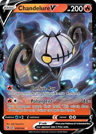 Chandelure V - Fusion Strike - 039/264 - Full Art - Near Mint - Holo Rare V - #609