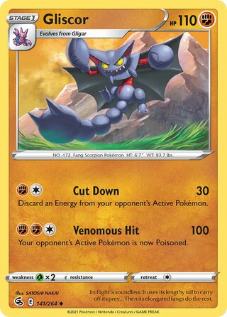 Gliscor - Fusion Strike - 141/264 - Non Holo - Near Mint - Uncommon - #472