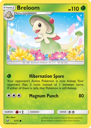 Breloom - Shining Legends - 5/73 - Non Holo - Near Mint - Common - #286